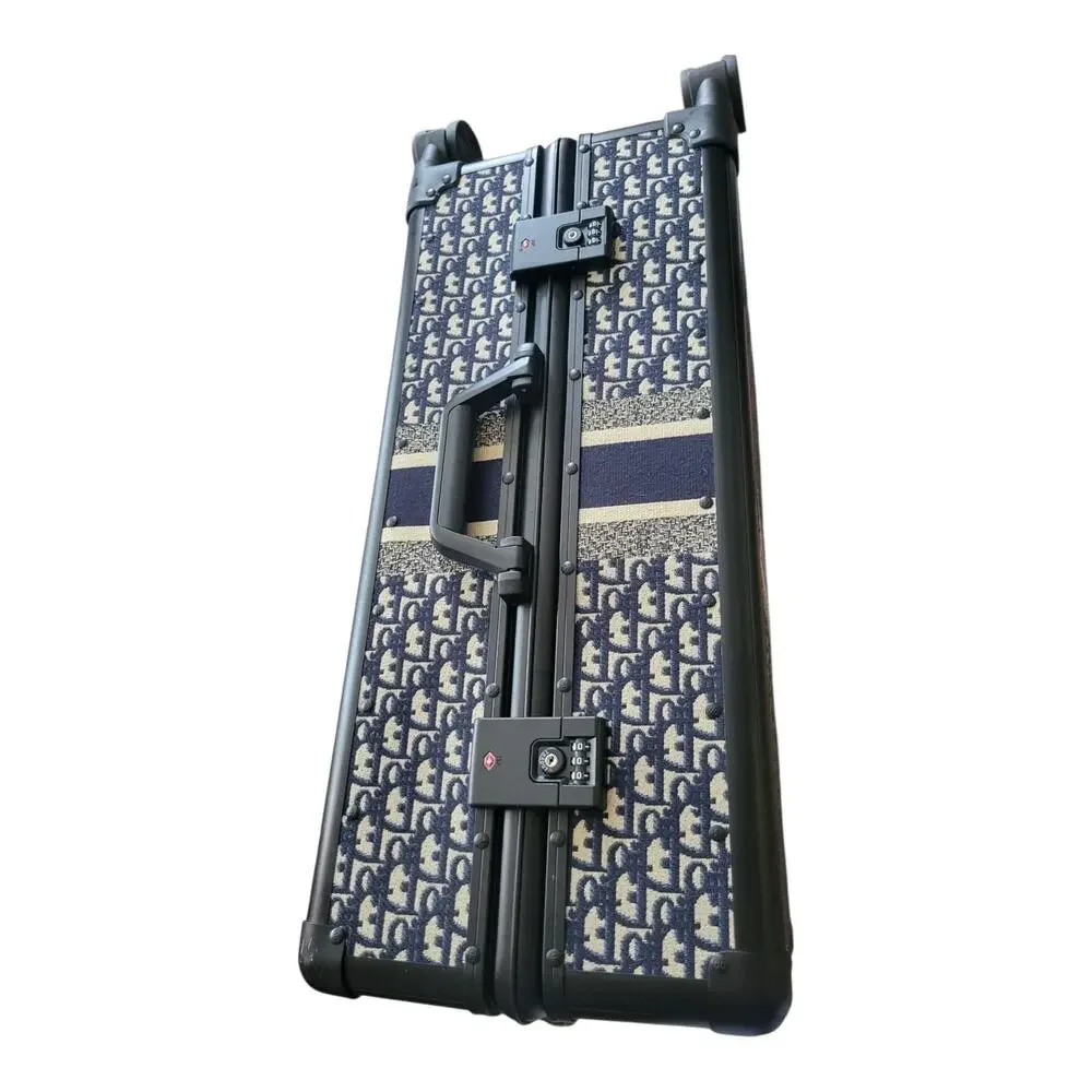 Christian Dior Blue Abstract Pattern Wheeled Suitcase Carry On Size 24x16x10 